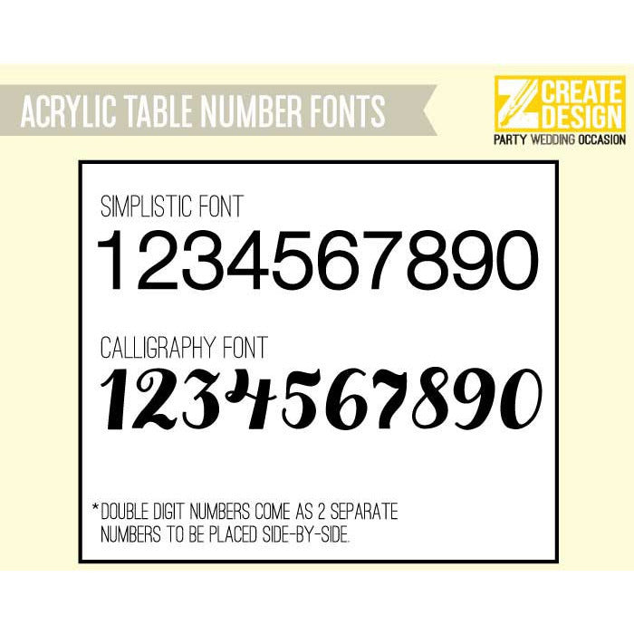 Acrylic Bent Table Numbers
