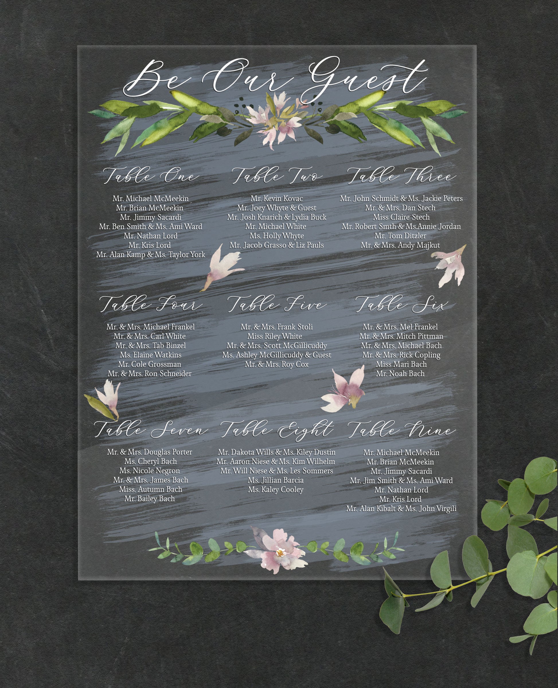 Seating Chart Wedding Clear Sign - Wedding Decor Gifts