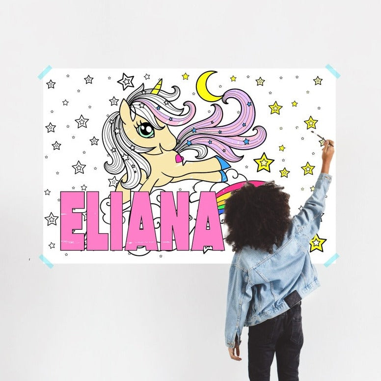 Unicorn Coloring Poster for Kids