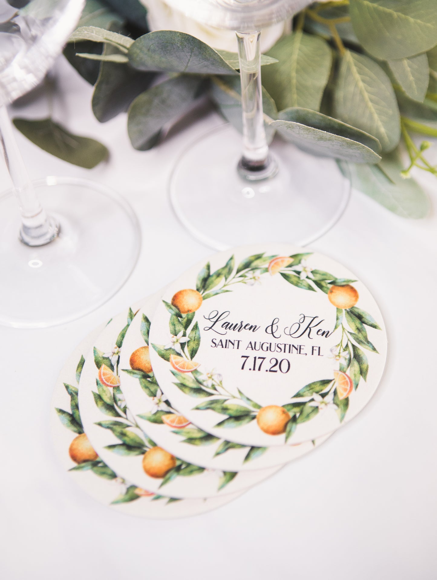 Orange Blossoms Wedding Favor Coasters - Wedding Decor Gifts