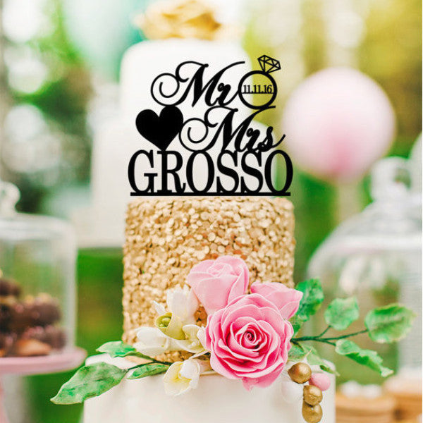 Personalized Mr & Mrs Customized Wedding Cake Topper - Wedding Decor Gifts
