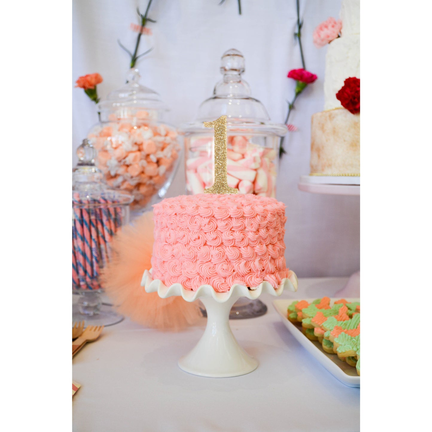 First Birthday "1" Glitter Cake Topper - Wedding Decor Gifts