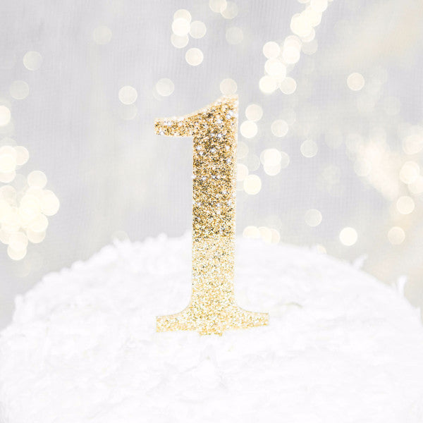 First Birthday "1" Glitter Cake Topper - Wedding Decor Gifts