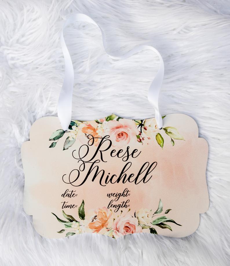 Birth Announcement Nursery Room Decor Personalized Newborn Sign - Wedding Decor Gifts