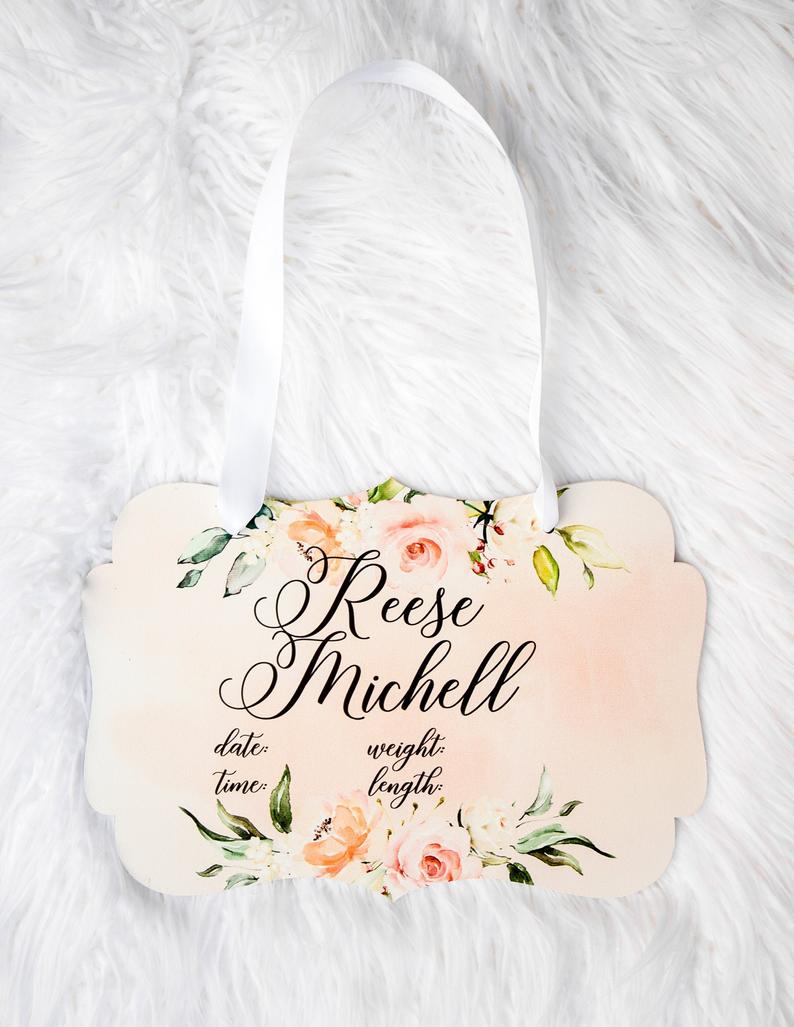 Birth Announcement Nursery Room Decor Personalized Newborn Sign - Wedding Decor Gifts