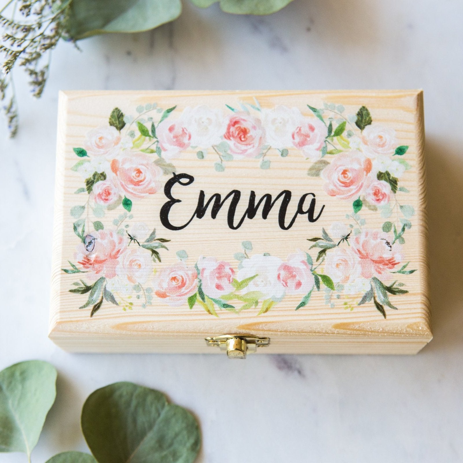 Personalized Floral Jewelry Box - Wedding Decor Gifts