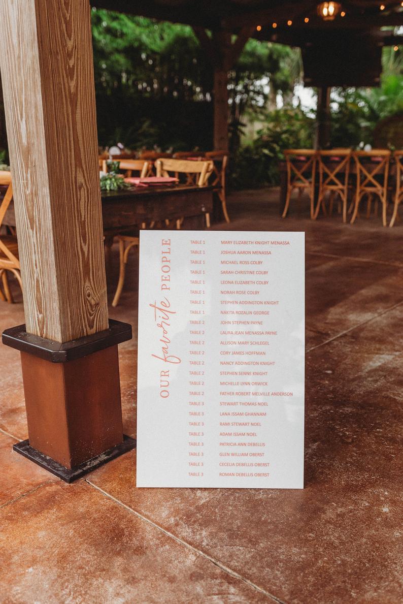 Seating Chart on Acrylic