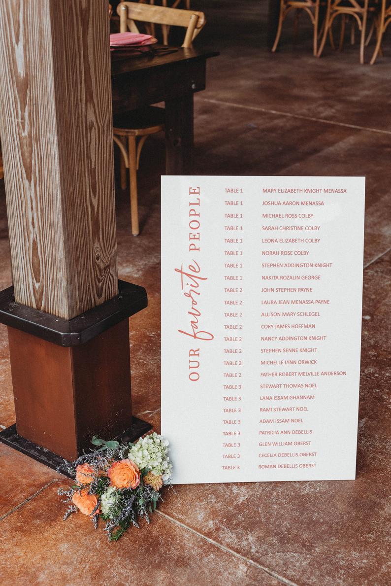 Seating Chart on Acrylic