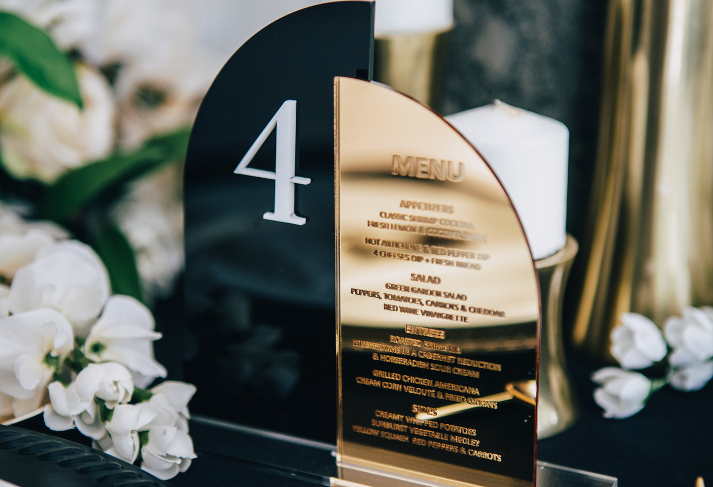 Wedding Menu Table Numbers