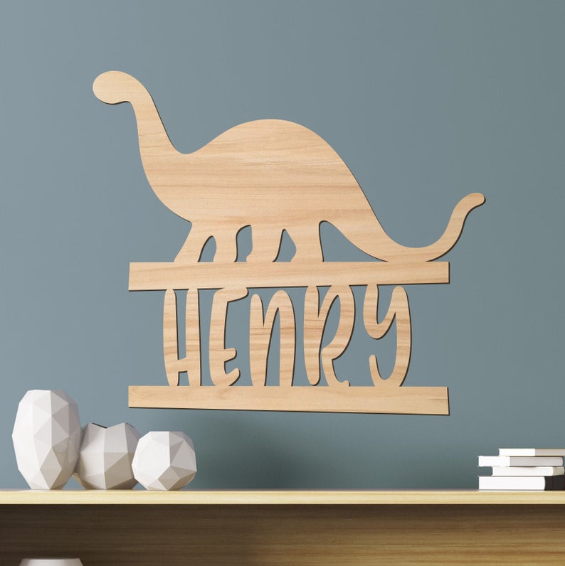 Personalized Dinosaur Name Wall Decal - Dinosaur Birthday Party Supply