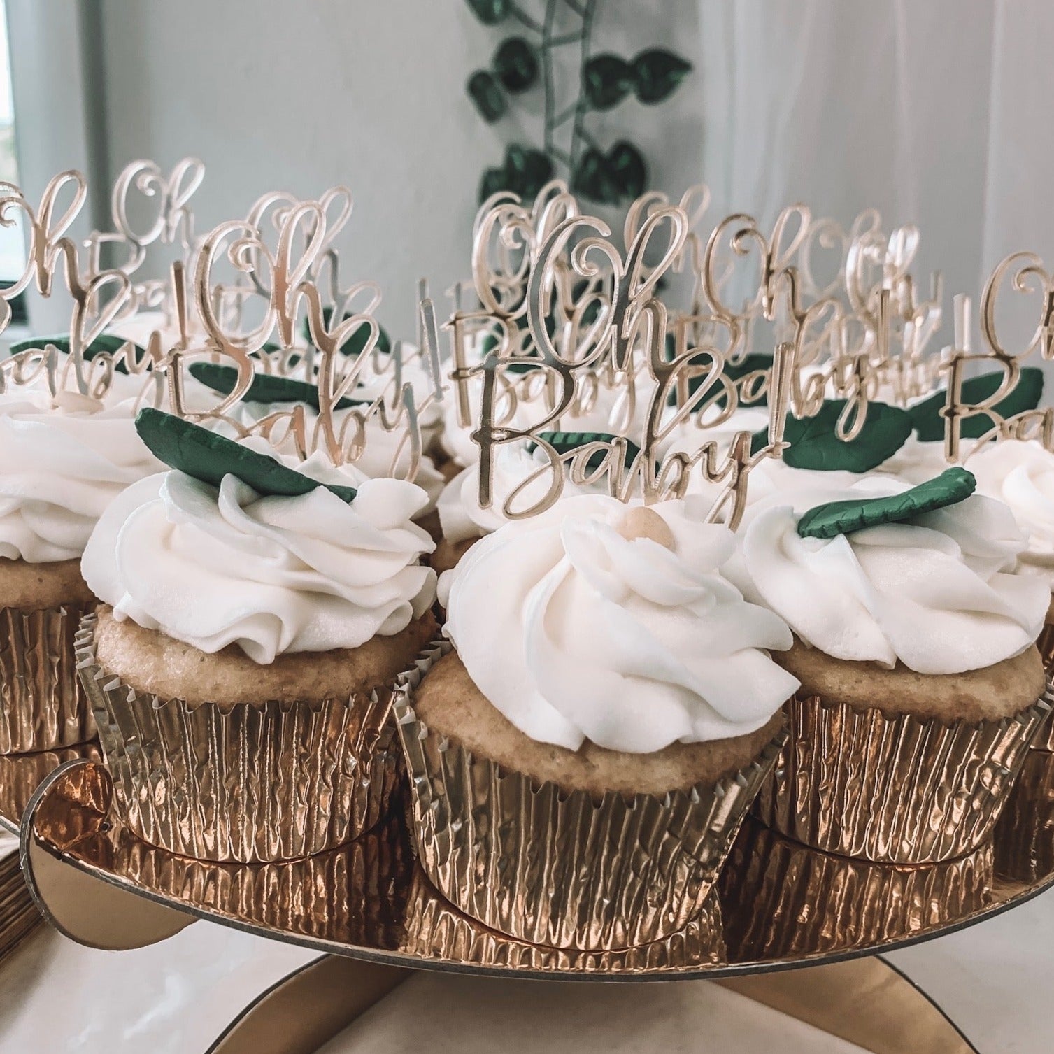 Gold baby sales shower cupcake toppers