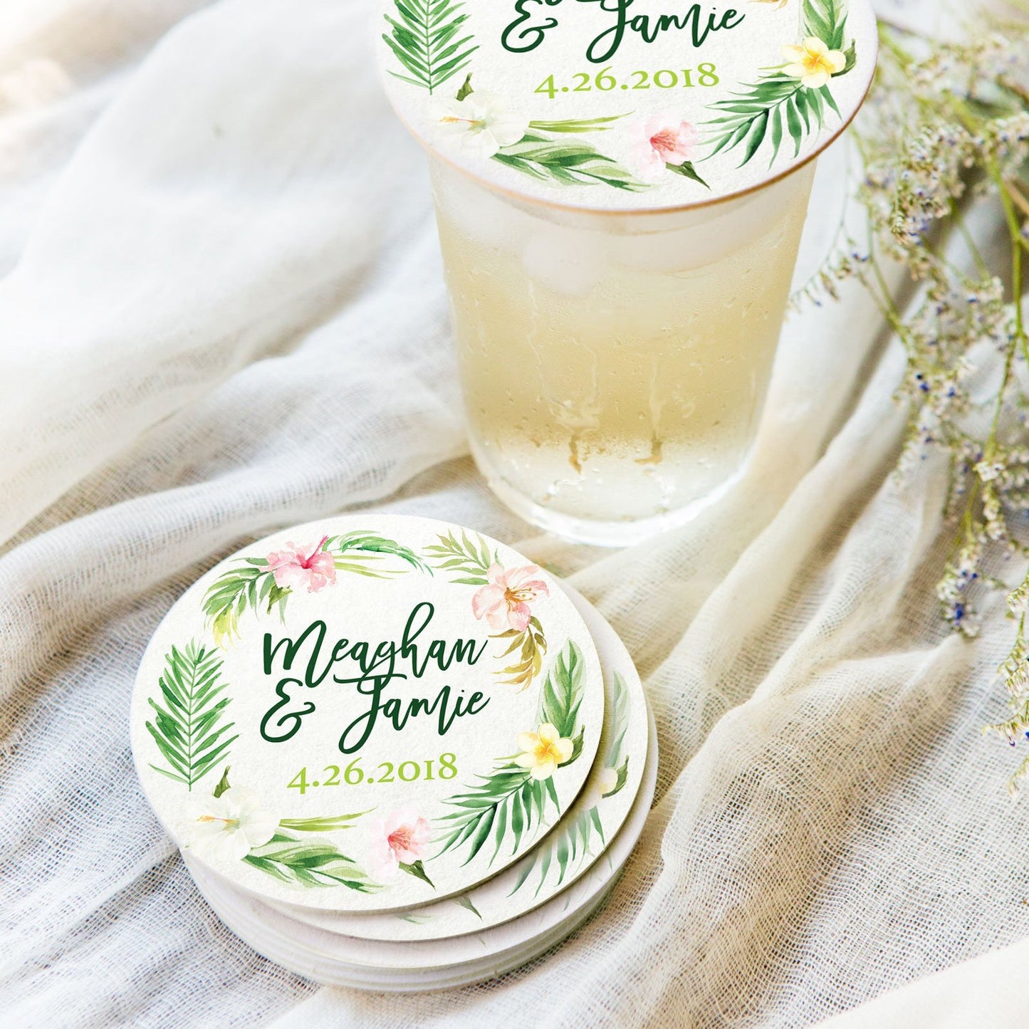 Tropical Wedding Coasters - Wedding Decor Gifts