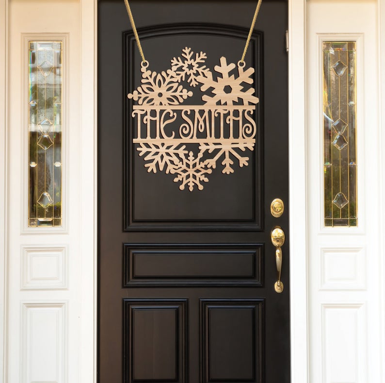 Wreath Door Hanger, Snowflake Christmas Decor