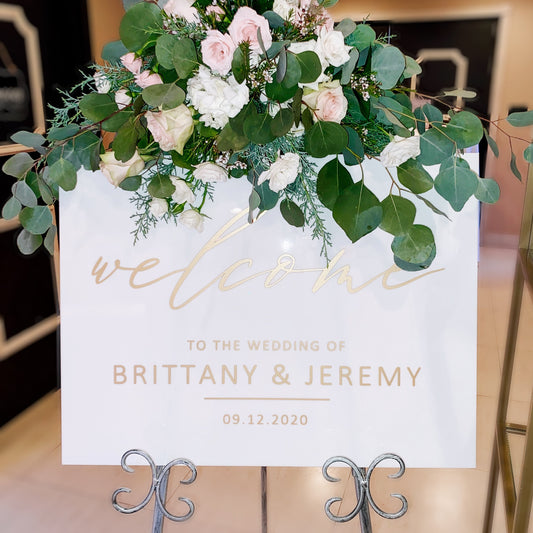 Wedding Welcome Sign White & Gold