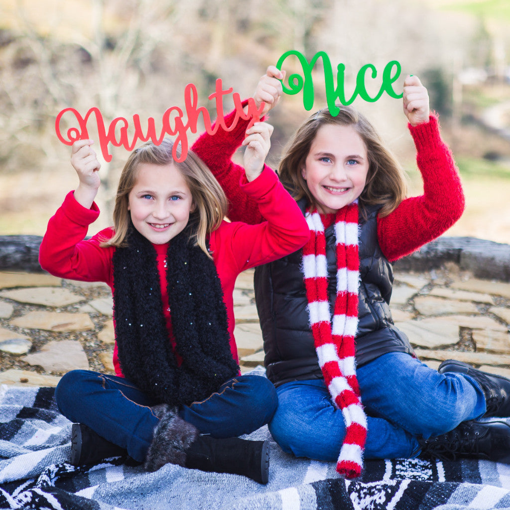 "Naughty" & "Nice" Christmas Sign Photo Props - Wedding Decor Gifts