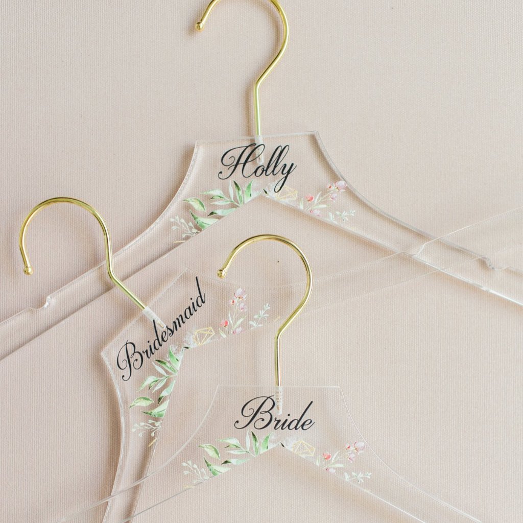 Floral Acrylic Personalized Hangers - Wedding Decor Gifts