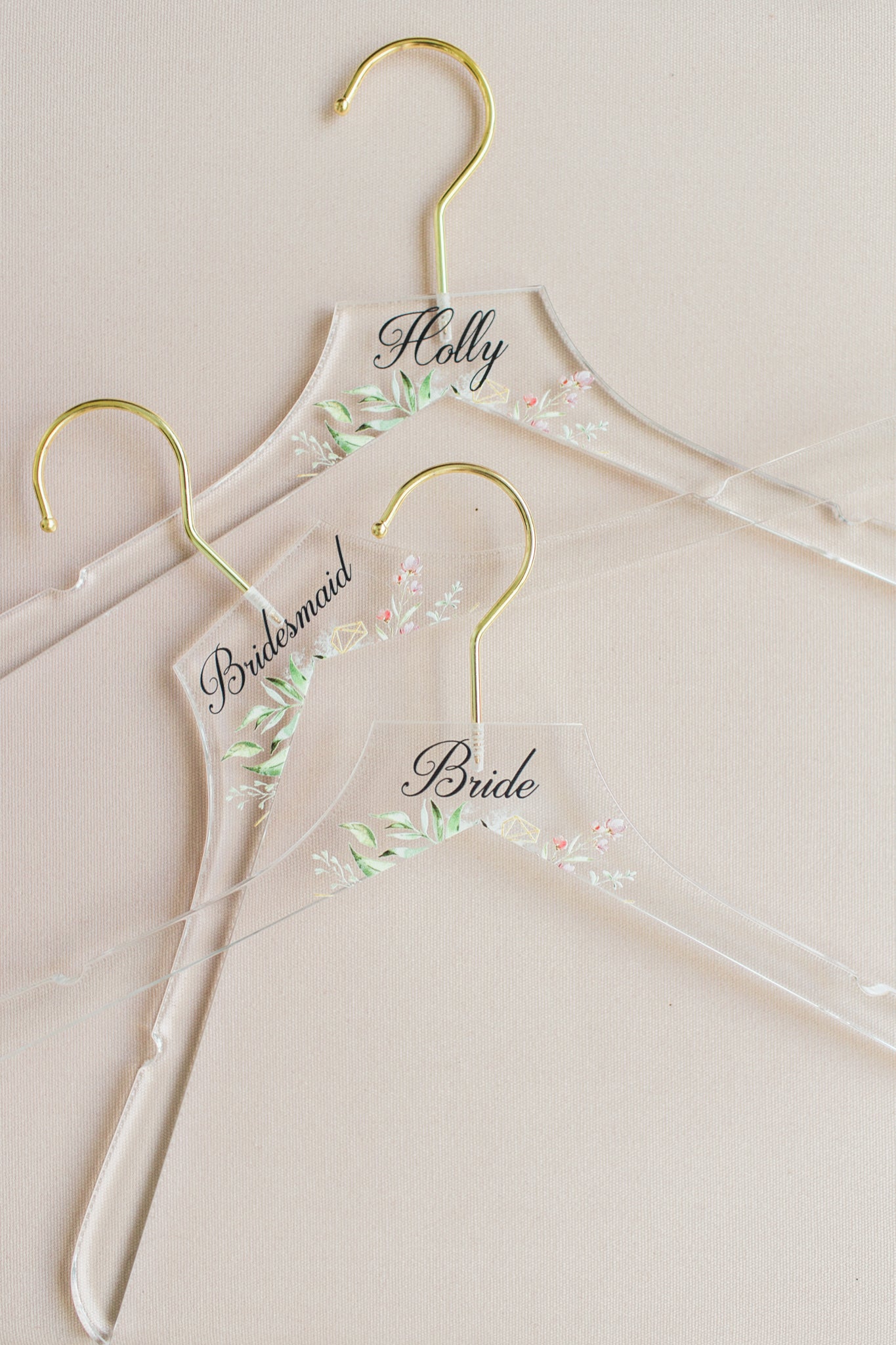 Floral Acrylic Personalized Hangers - Wedding Decor Gifts