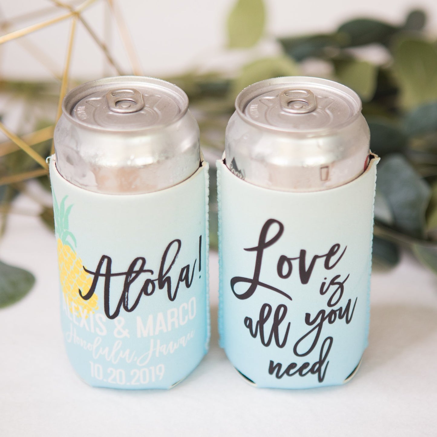 Floral Drink Koozie Favors  Wedding Bridal Shower Can + Bottle Beer Koozies  — Shop Hair Tie Favors + Gifts