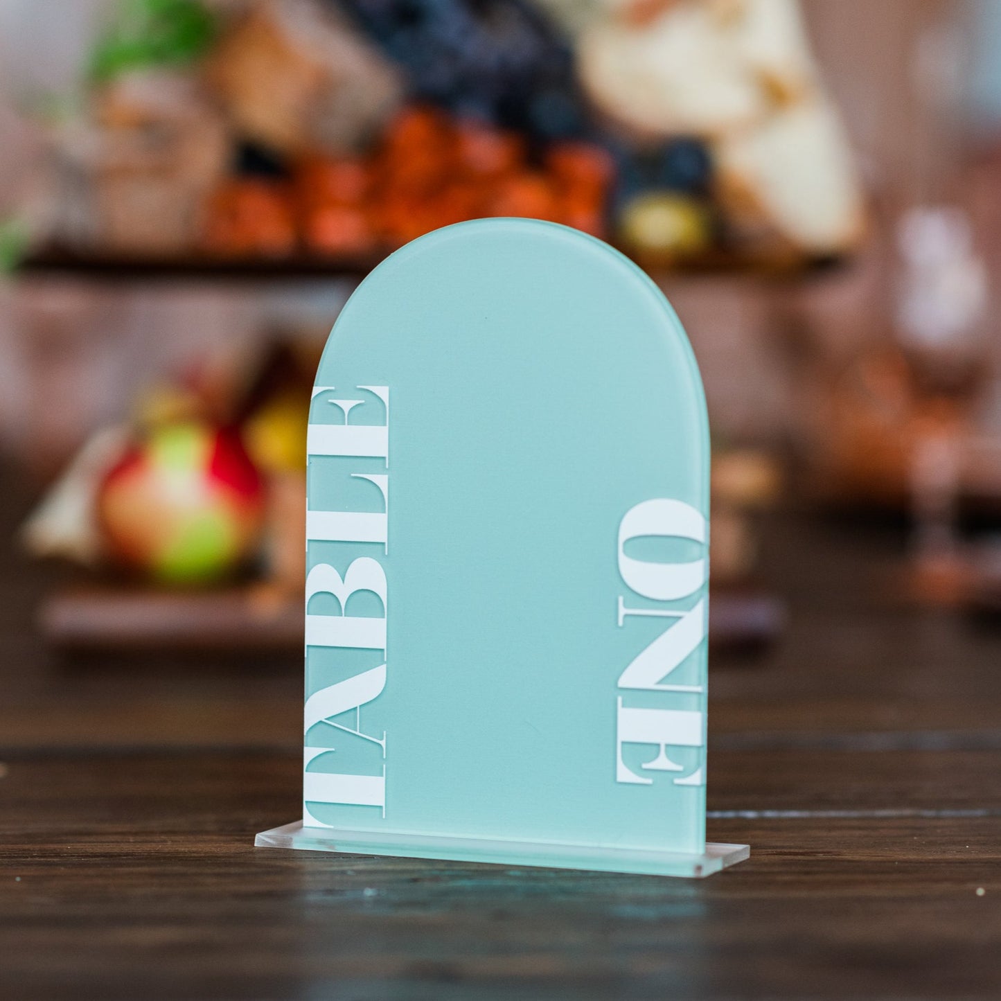 arch table numbers for wedding in teal