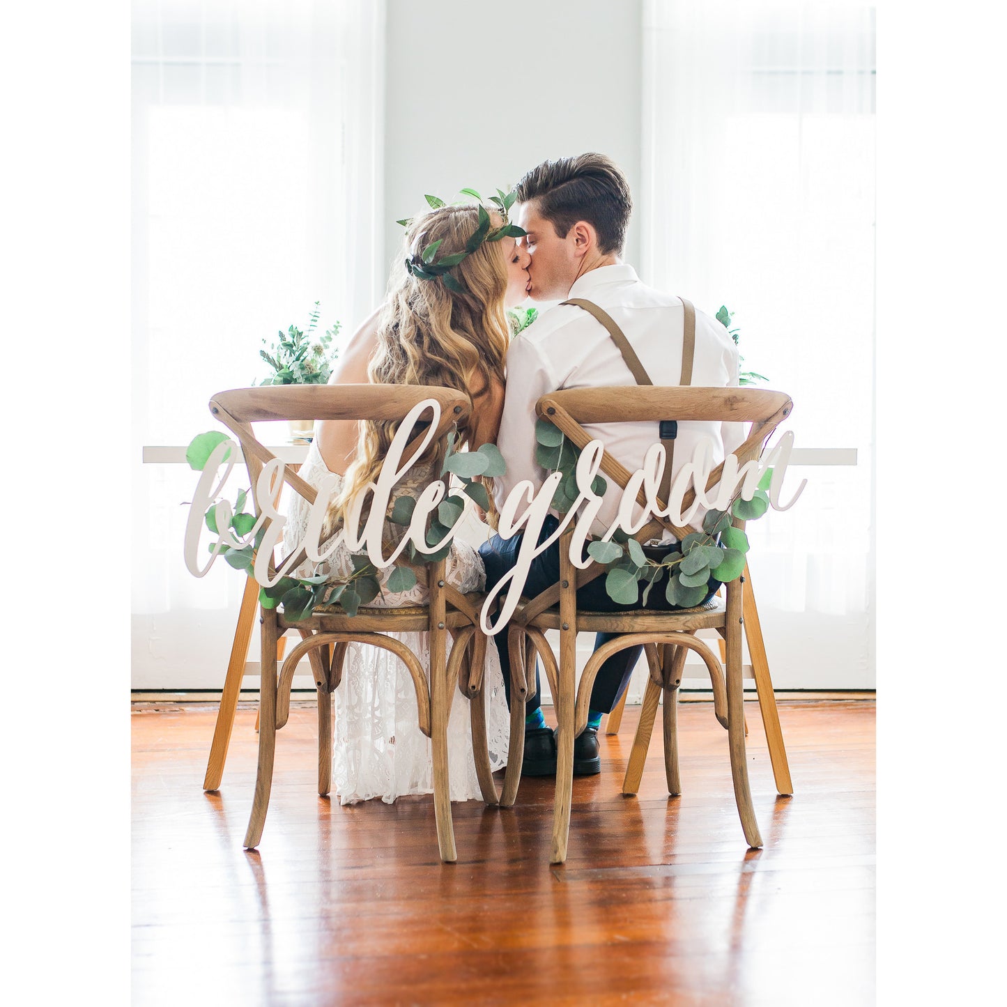 Large Bride & Groom Chair Signs - Wedding Decor Gifts