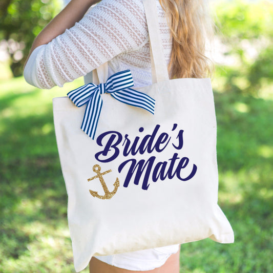 Nautical Bridesmaid "Bride's Mate" Tote Bag - Wedding Decor Gifts