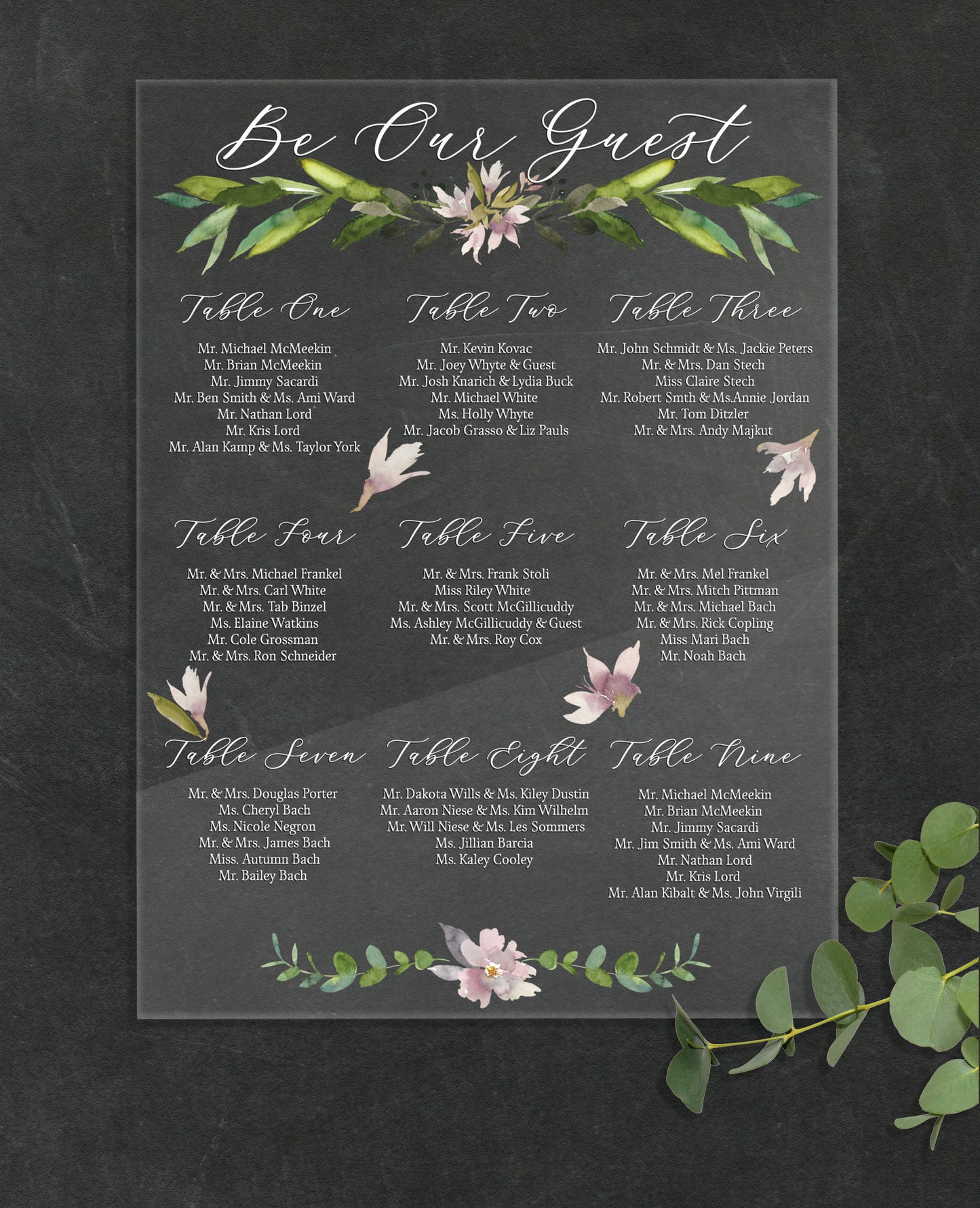 Seating Chart Wedding Clear Sign - Wedding Decor Gifts