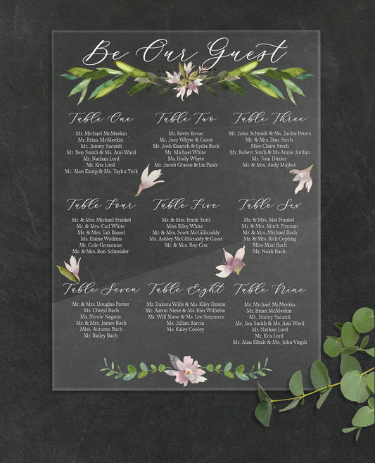 Seating Chart Wedding Clear Sign - Wedding Decor Gifts