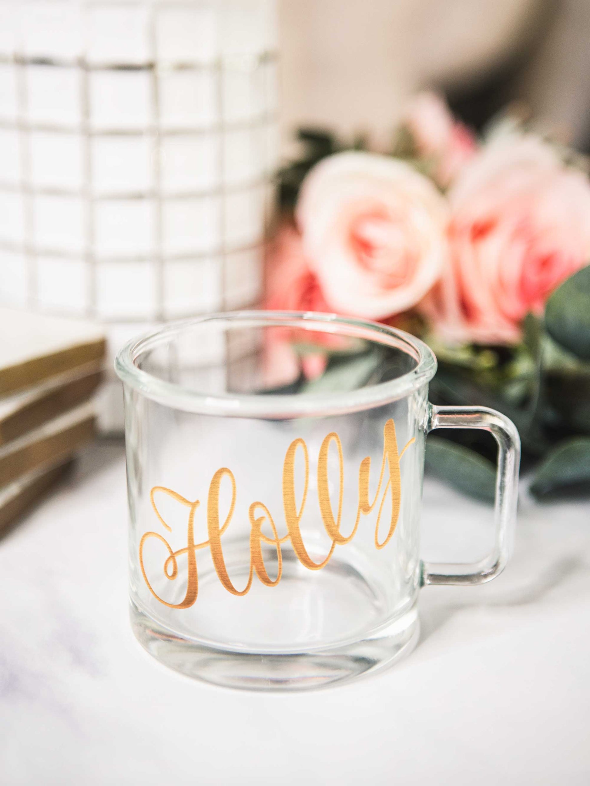 Glass Coffee Mug, Clear Glass Mug, Name Mug, Personalized Glass Mug, 