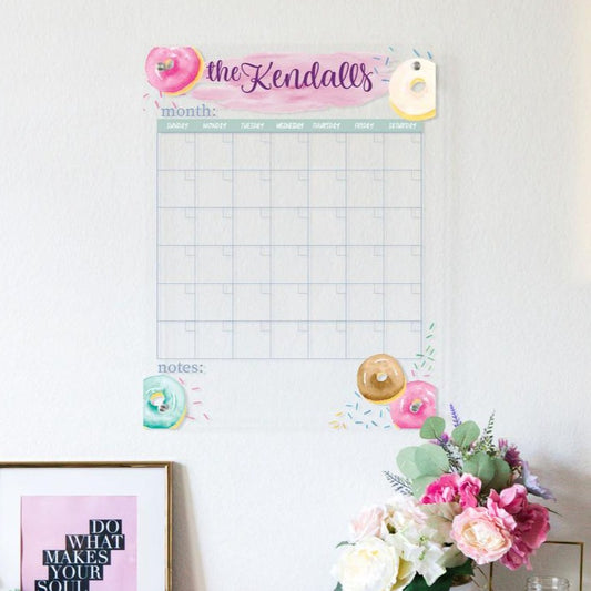 Donut Dry Erase Clear Calendar for Wall