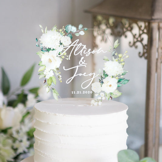 Clear Acrylic Floral Wedding Cake Topper - Wedding Decor Gifts