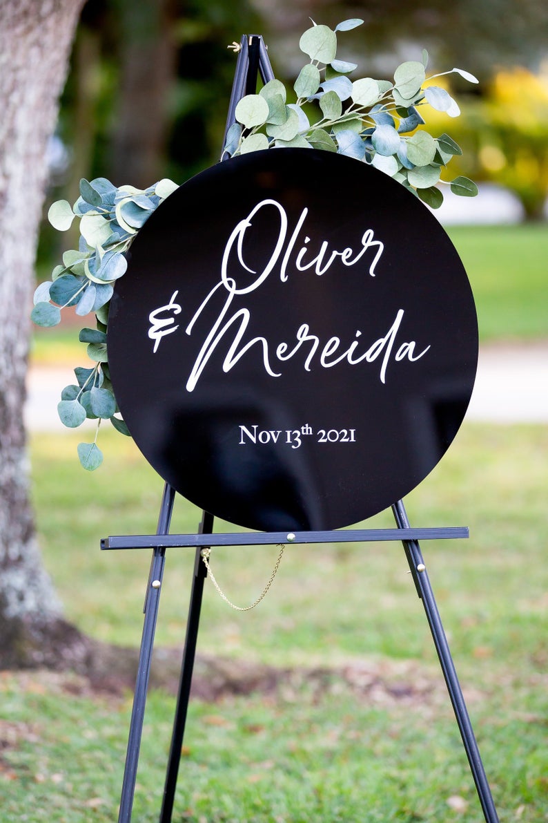 Wedding Welcome Sign Black Acrylic - Wedding Decor Gifts