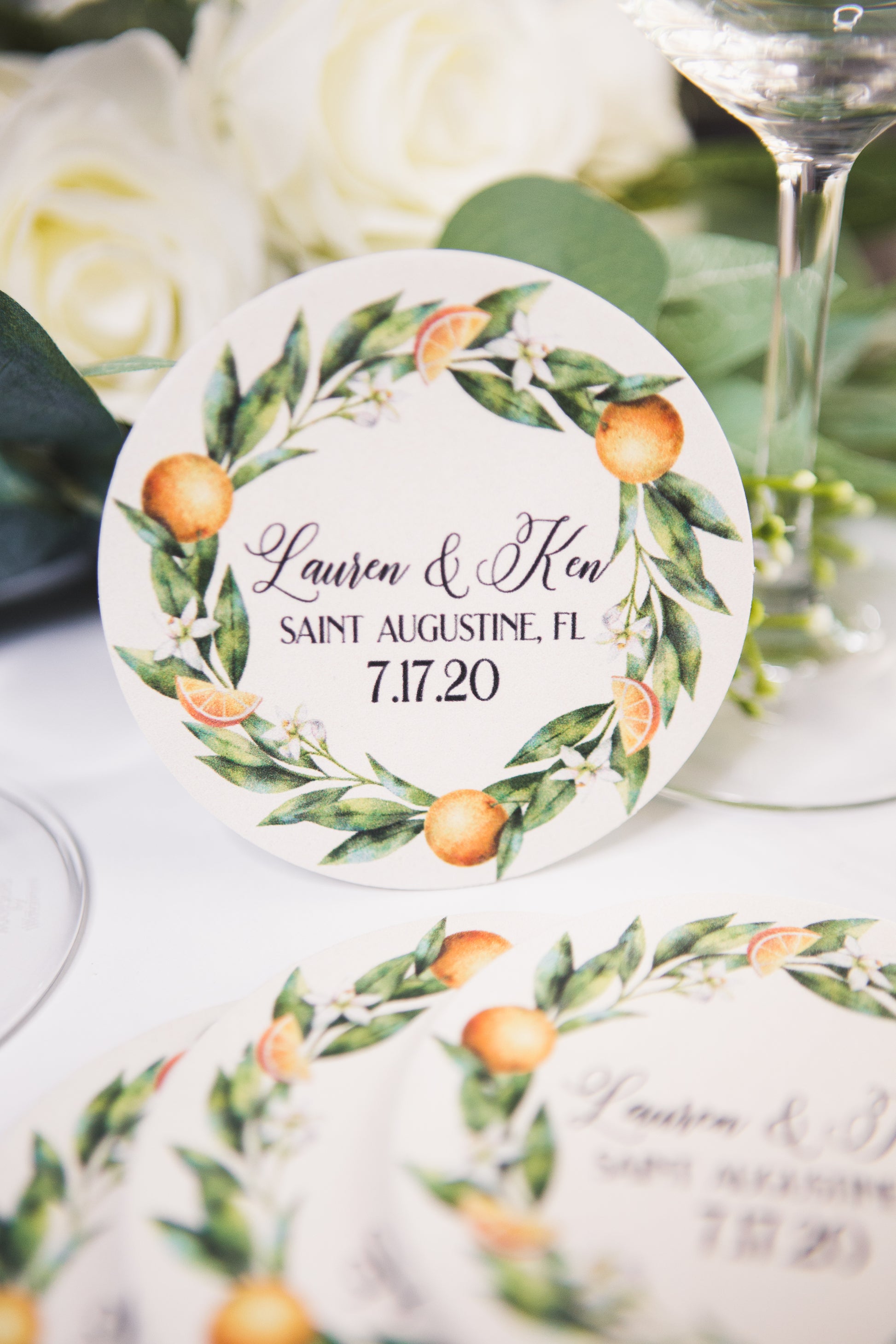 Orange Blossoms Wedding Favor Coasters - Wedding Decor Gifts