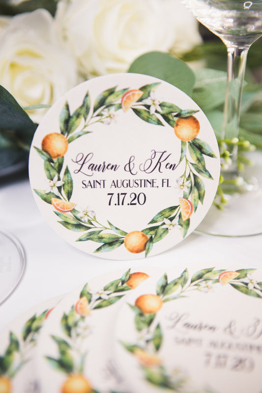 Orange Blossoms Wedding Favor Coasters - Wedding Decor Gifts