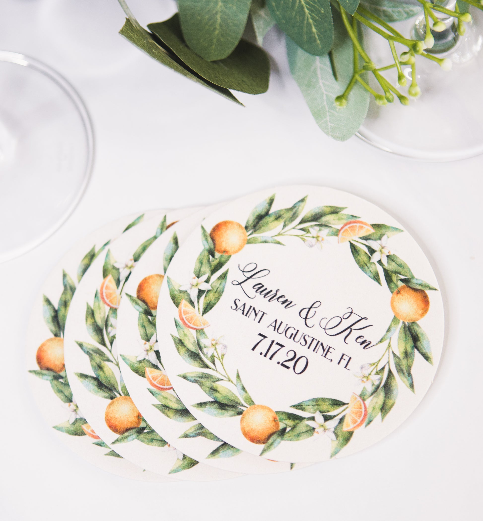Orange Blossoms Wedding Favor Coasters - Wedding Decor Gifts