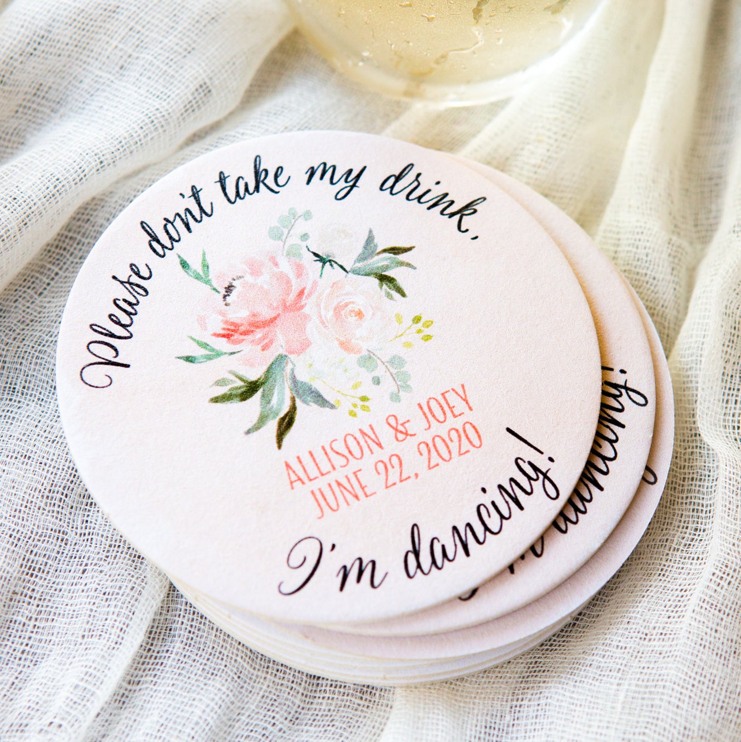 "Don't Take My Drink" Wedding Coasters - Wedding Decor Gifts