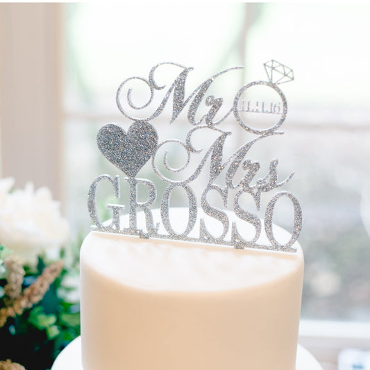 Personalized Mr & Mrs Customized Wedding Cake Topper - Wedding Decor Gifts