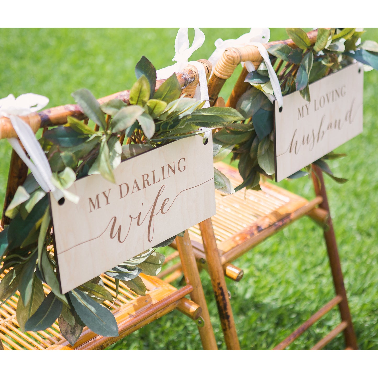 Darling Wife, Loving Husband Chair Signs - Wedding Decor Gifts