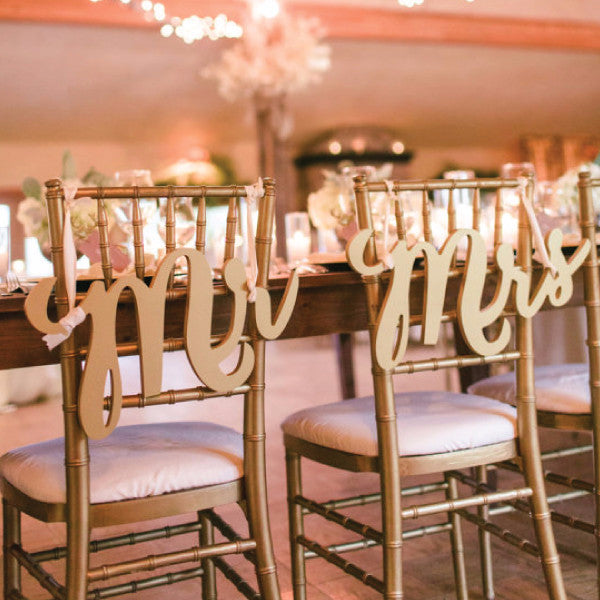 Mr & Mrs Chair Signs Calligraphy Style - Wedding Decor Gifts