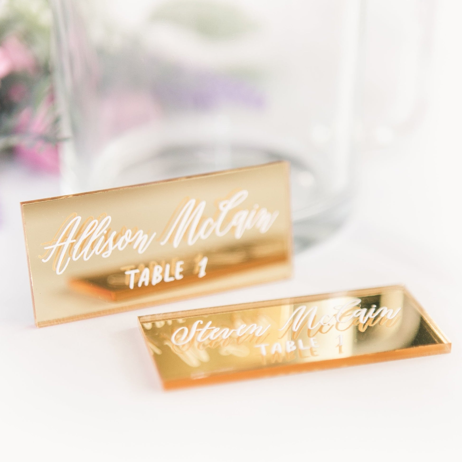 Place Card Names Gold Mirror - Wedding Decor Gifts