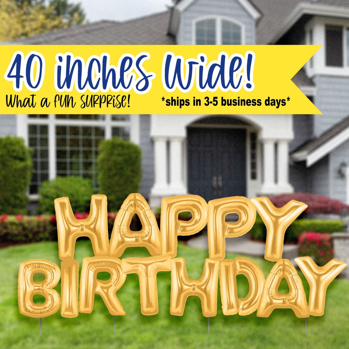 Birthday Yard Signs, Gold Balloon Style