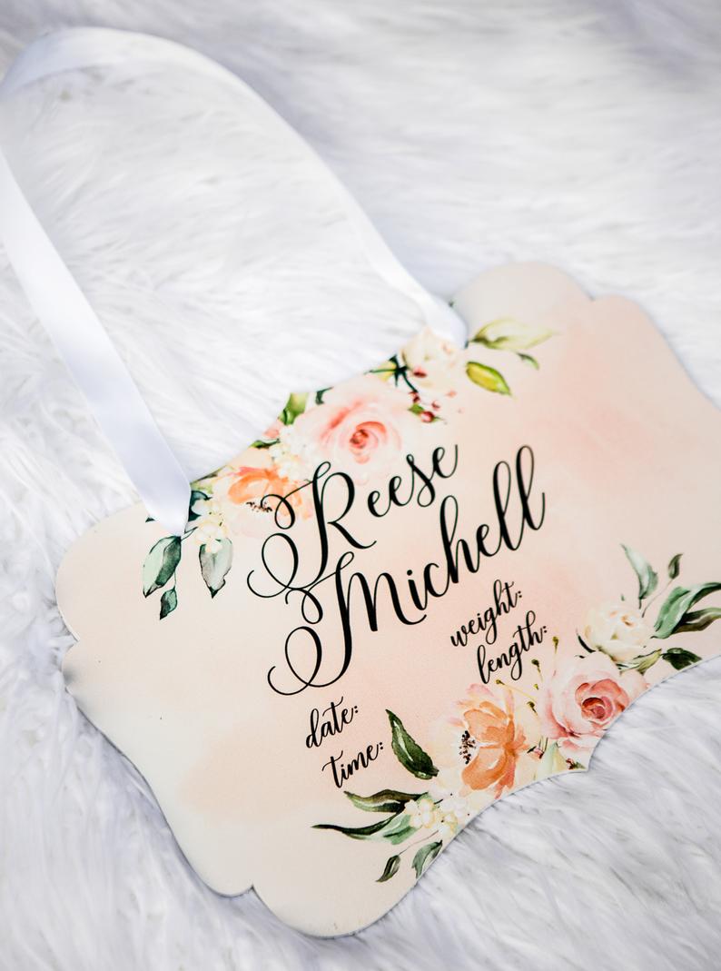 Birth Announcement Nursery Room Decor Personalized Newborn Sign - Wedding Decor Gifts