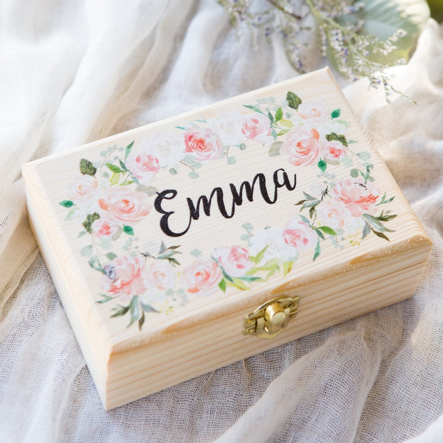 Personalized Floral Jewelry Box - Wedding Decor Gifts