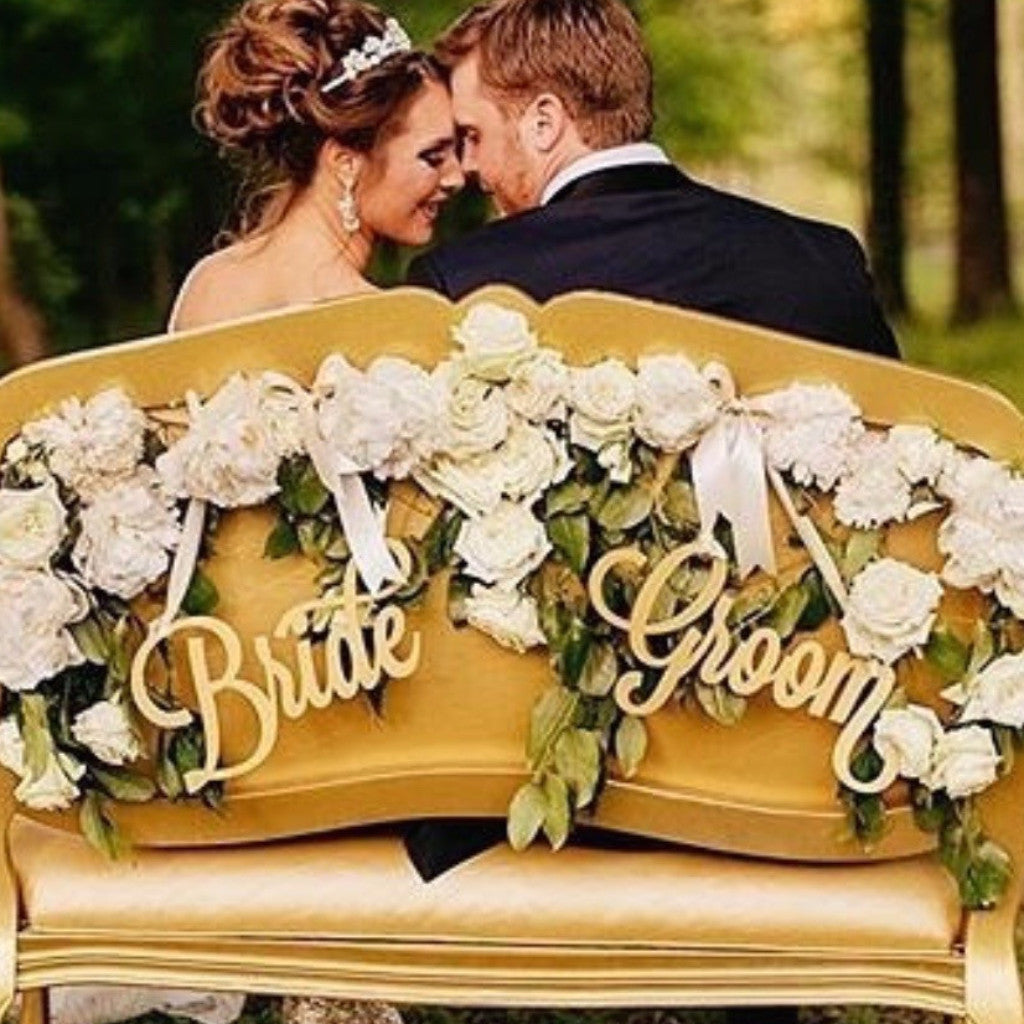 Bride & Groom Wedding Chair Signs - Wedding Decor Gifts