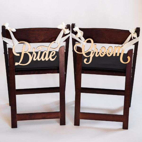 Bride & Groom Wedding Chair Signs - Wedding Decor Gifts