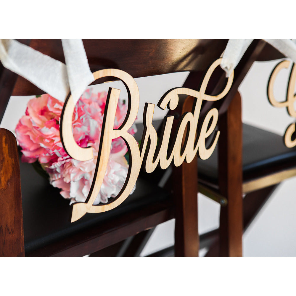 Bride & Groom Wedding Chair Signs - Wedding Decor Gifts