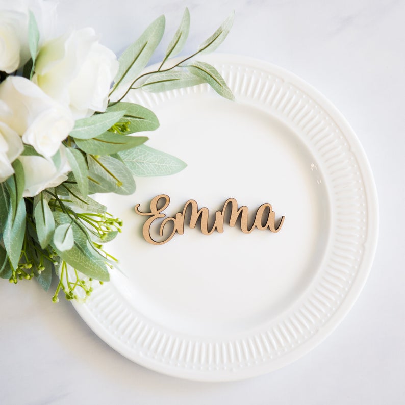 Wood Plate Names, Cutout Words for Wedding Party or Event Decor - Wedding Decor Gifts