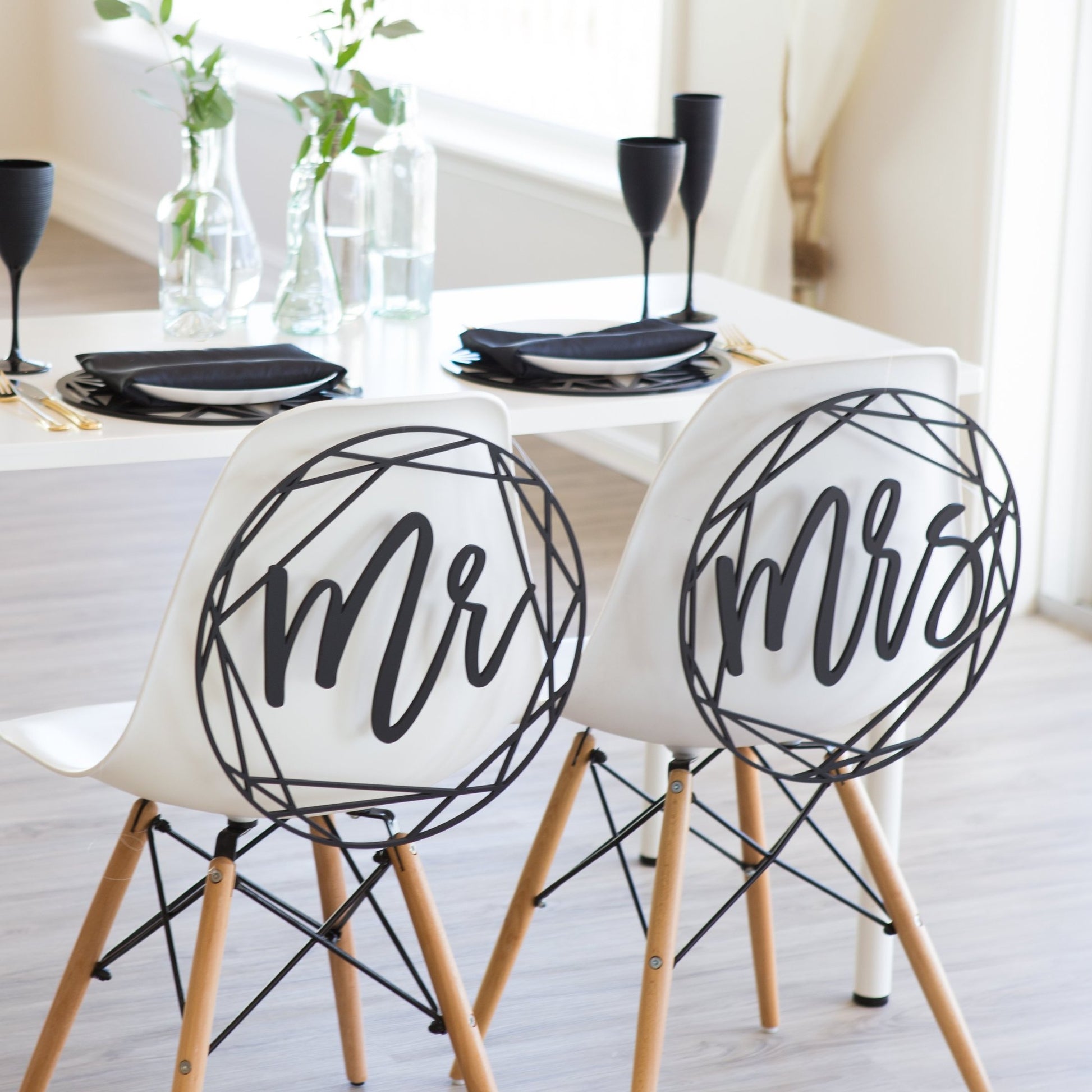 Modern Geometric Wedding Chair Signs - Wedding Decor Gifts