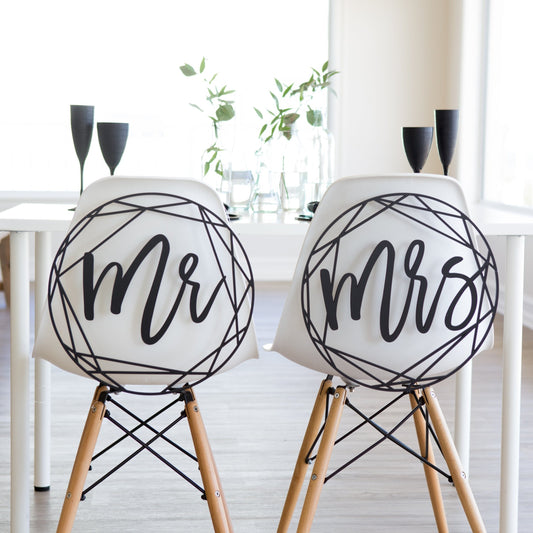 Modern Geometric Wedding Chair Signs - Wedding Decor Gifts