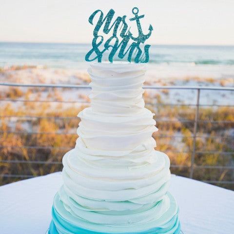 Wedding Cake Topper Anchor Mr & Mrs - Wedding Decor Gifts