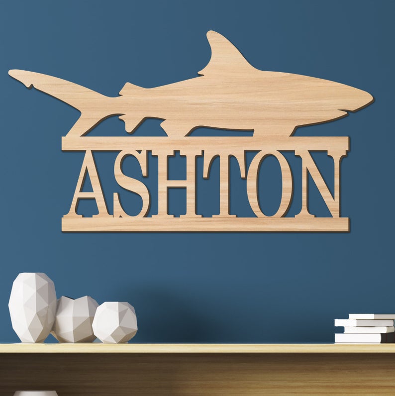 Shark Kids Name Sign